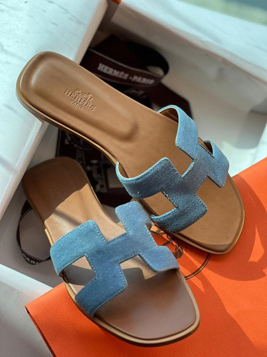 Hermess Denim Slides