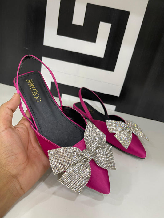 Mesh bow Slingback Pump Pink