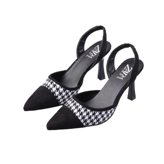 Z-R  Houndstooth Black Toe Heel