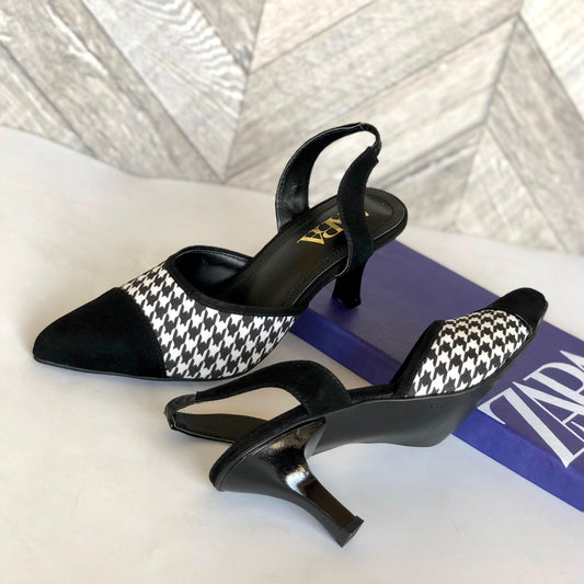 Z-R  Houndstooth Black Toe Heel